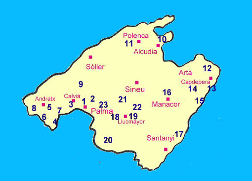 alle 24 Golfplätze auf Mallorca